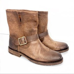 Frye Natalie Short Engineer Boot Brown Leather